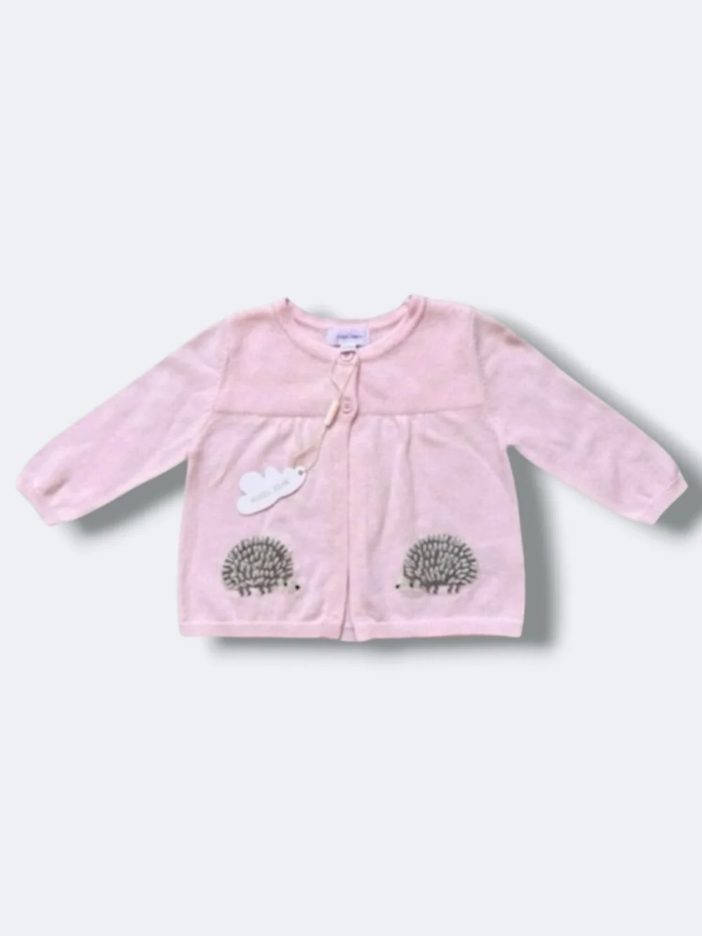 Angel Dear Cardigan Baby Girls 6-12M Pink Cotton Hedgehog Embroidered Sweater
